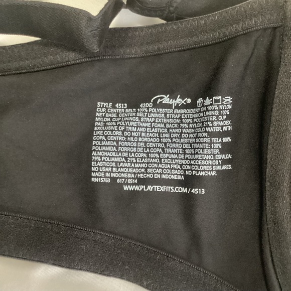 PLAYTEX: black with lace detail bra. style 4513 42DD - Picture 5 of 5